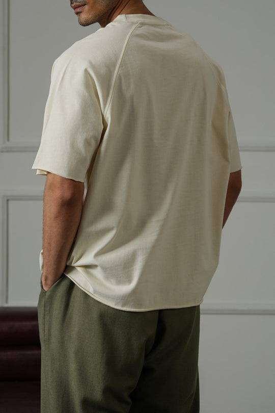 IVORY RAGLAN COTTON TEE