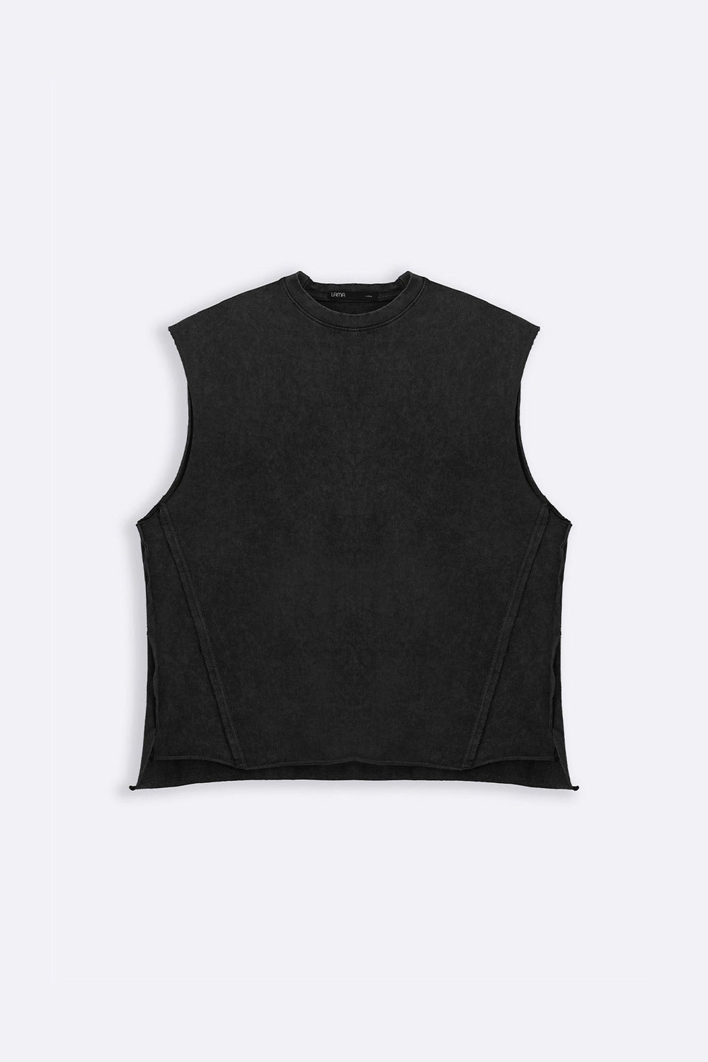 CHARCOAL WASHED EFFECT SLEEVELESS TEE