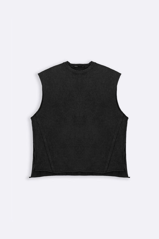 CHARCOAL WASHED EFFECT SLEEVELESS TEE