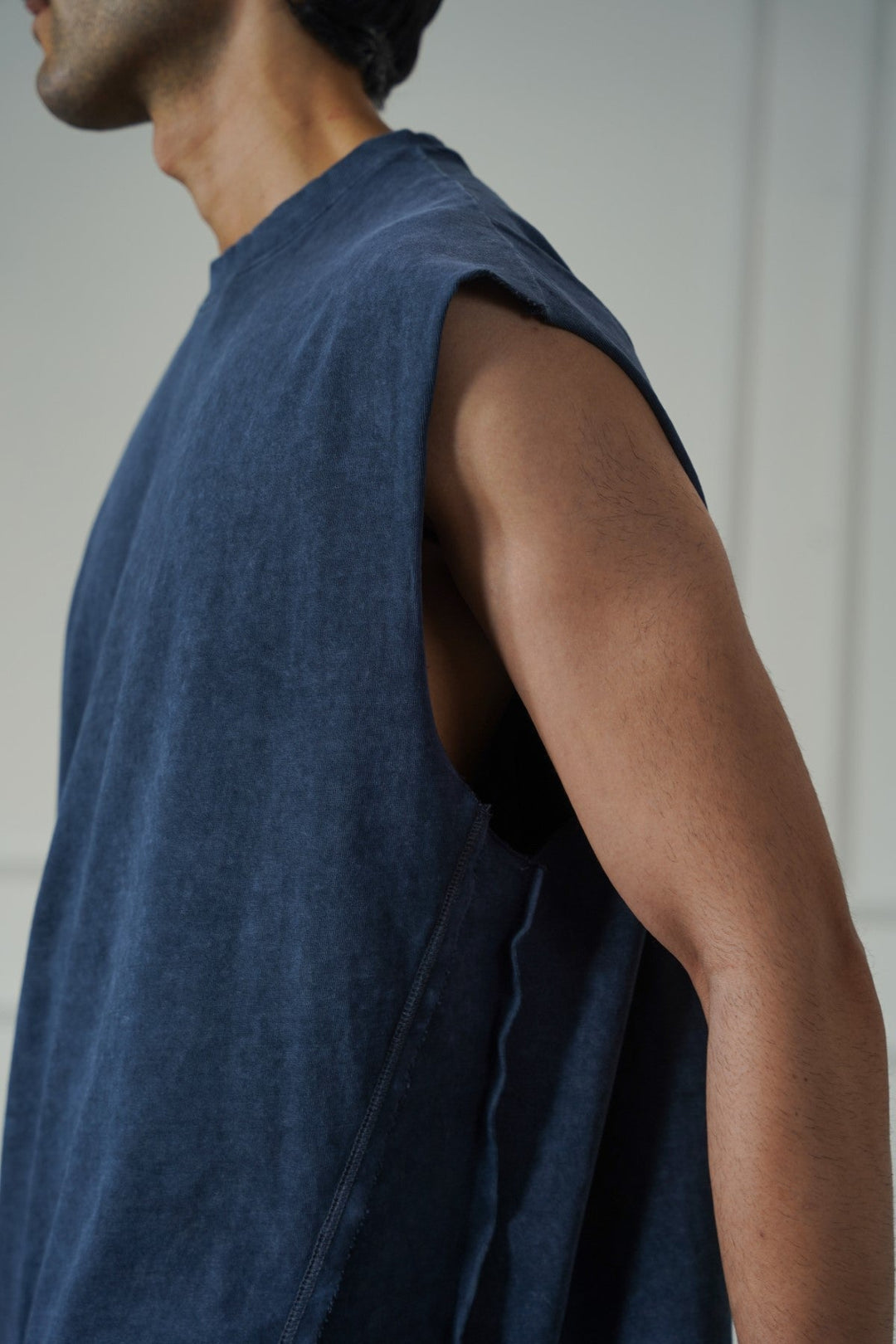 NAVY WASHED EFFECT SLEEVELESS TEE