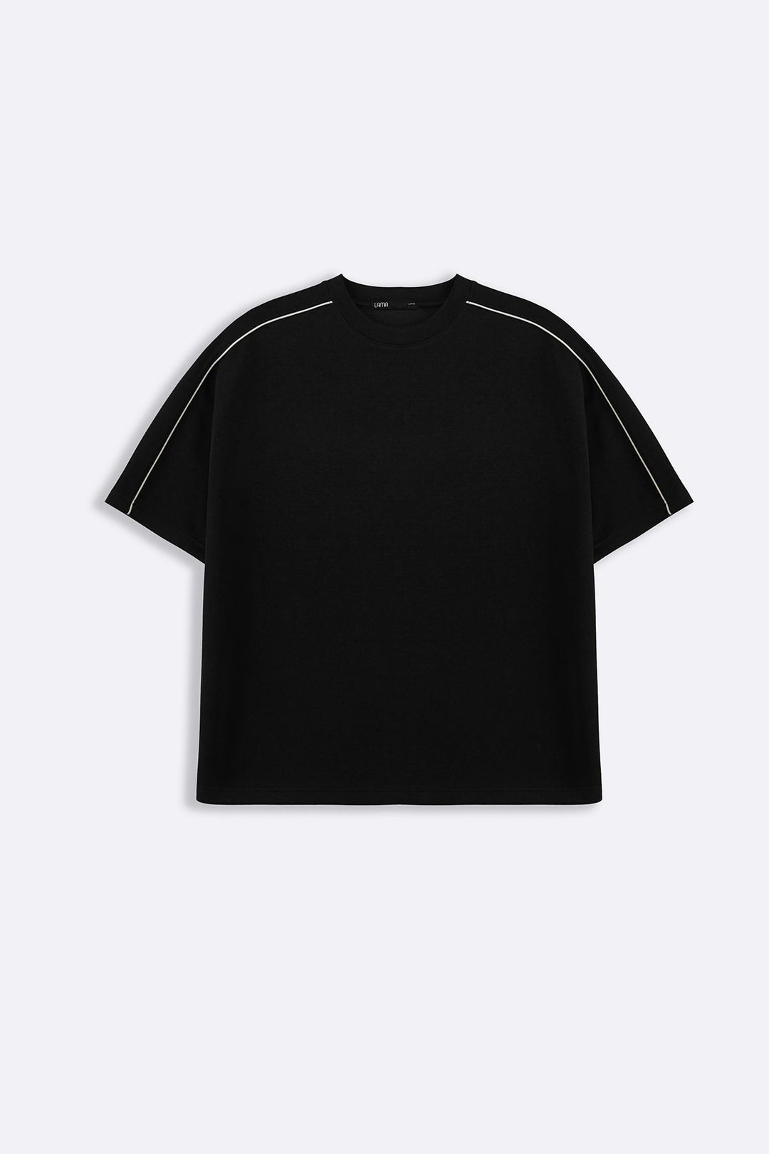 BLACK STRIPED SHOULDER TEE