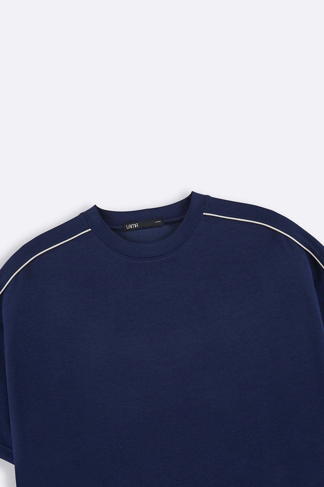 NAVY STRIPED SHOULDER TEE