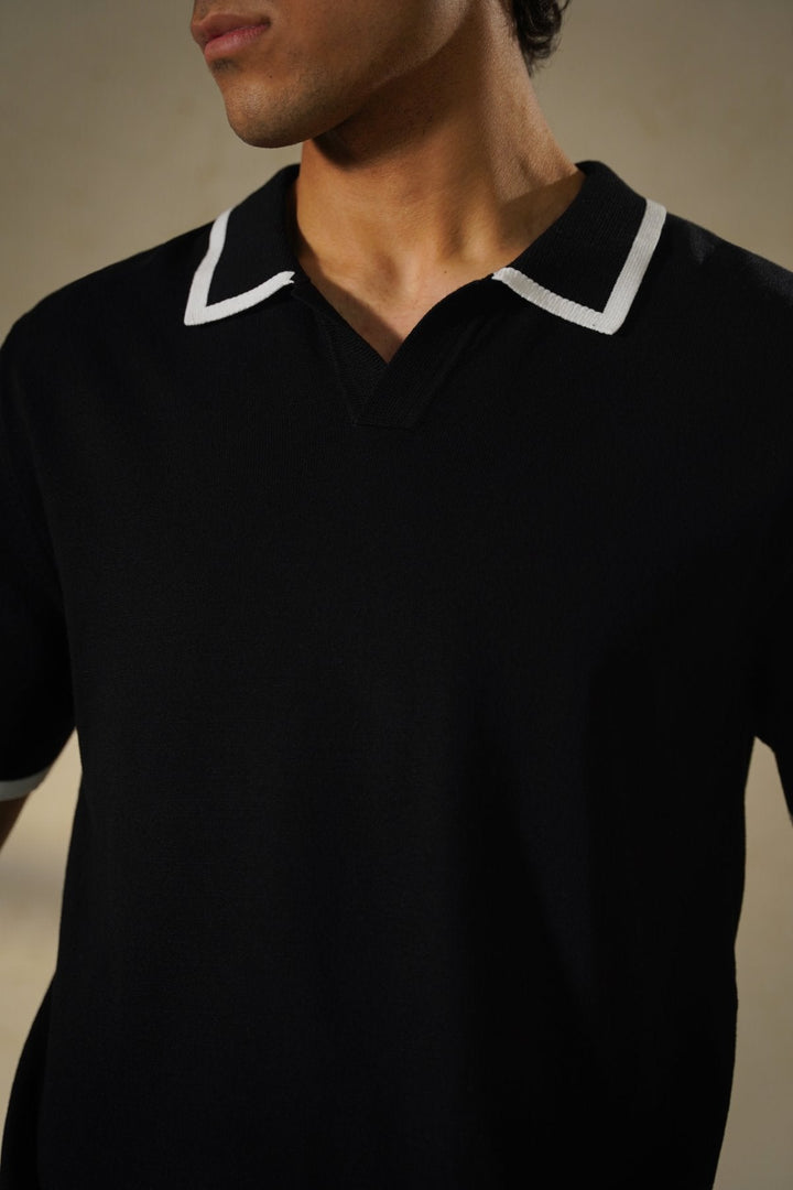 BLACK EASY KNIT POLO