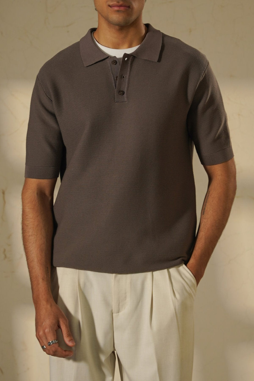 COFFEE TEXTURED POLO