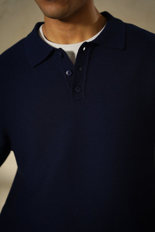 NAVY TEXTURED POLO