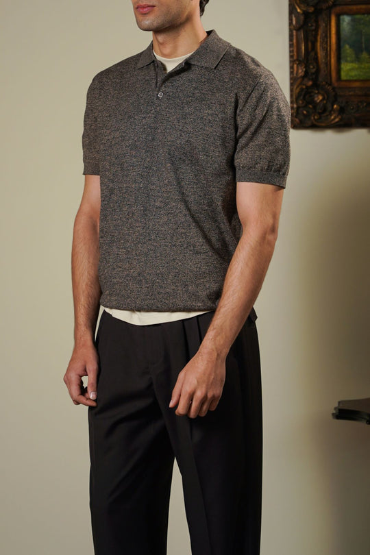 BROWN MELANGE EFFECT POLO