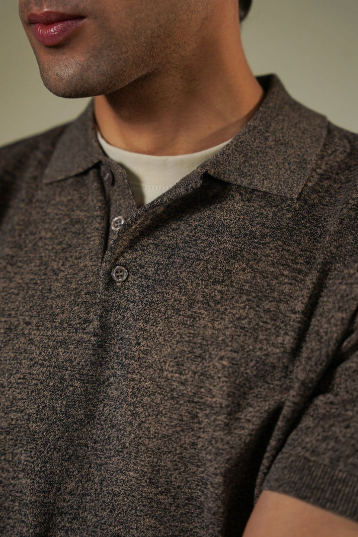 BROWN MELANGE EFFECT POLO