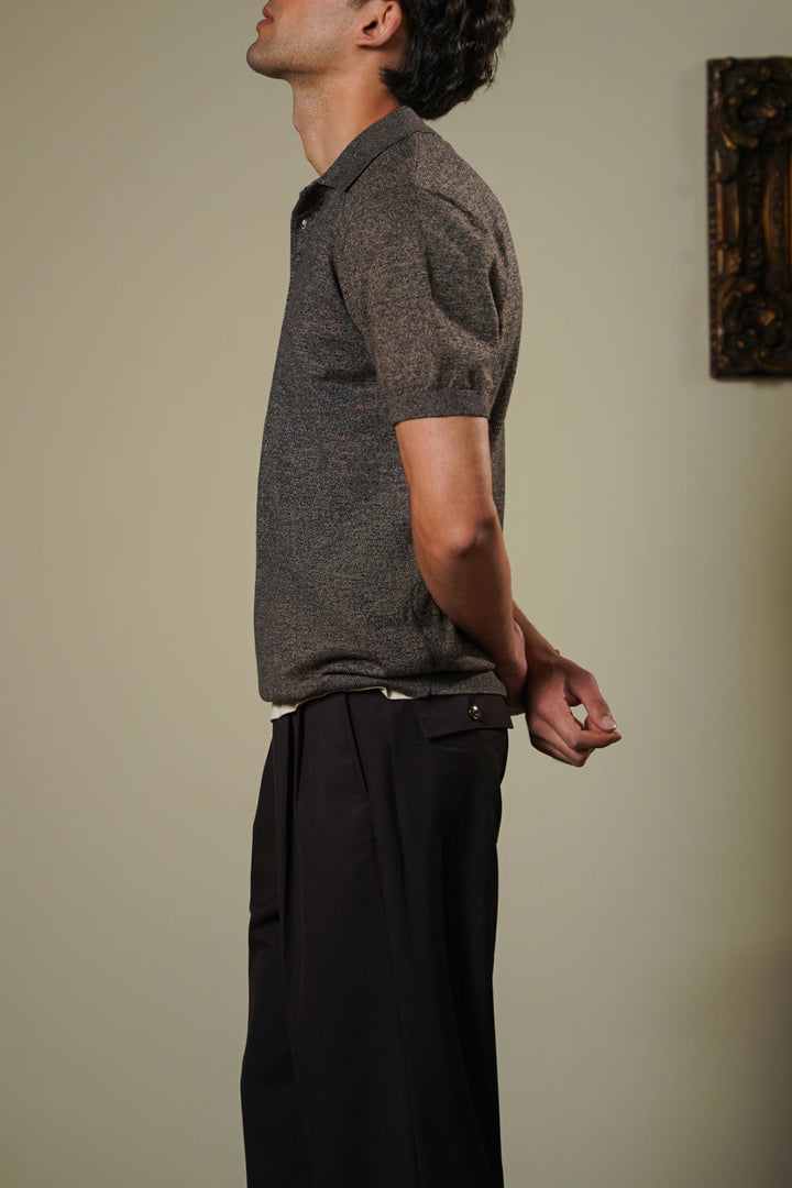 BROWN MELANGE EFFECT POLO