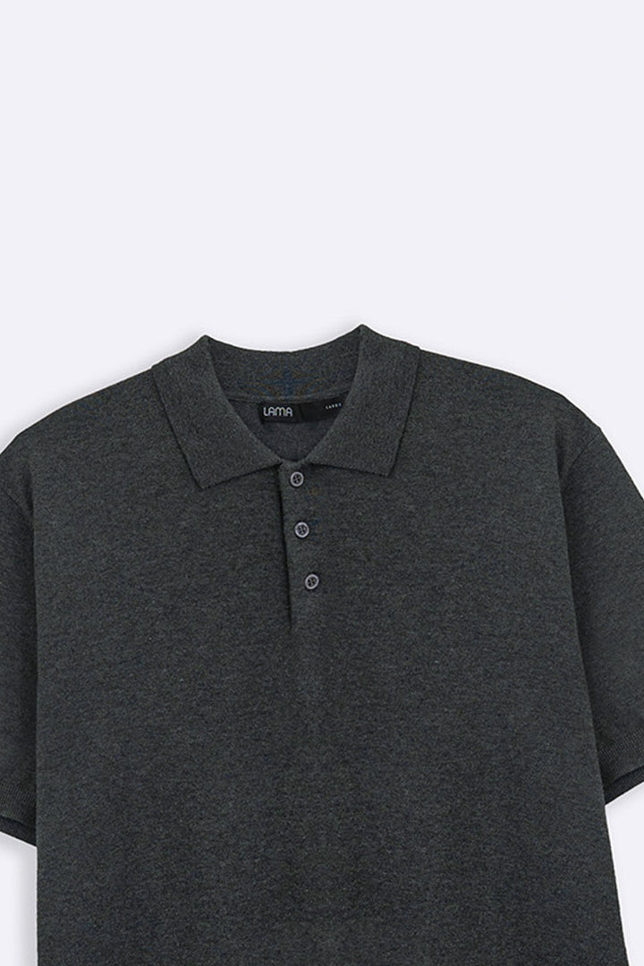 CHARCOAL MELANGE EFFECT POLO