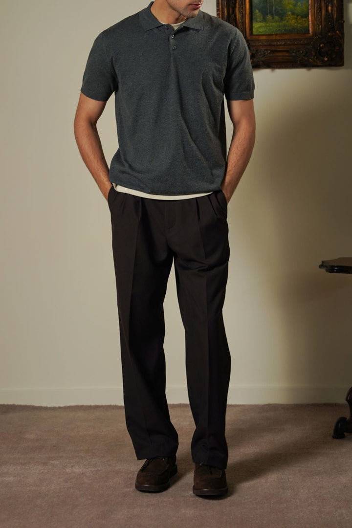 CHARCOAL MELANGE EFFECT POLO