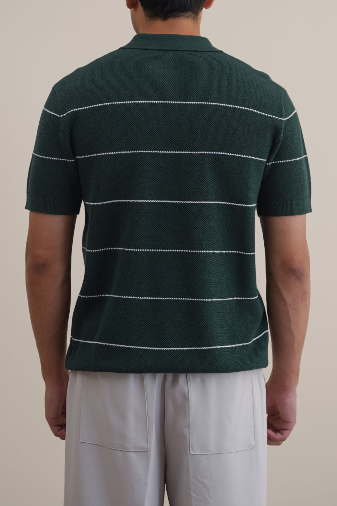 FOREST GREEN STRIPED POLO