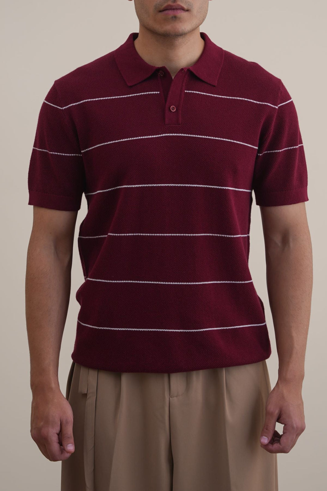 MAROON STRIPED POLO