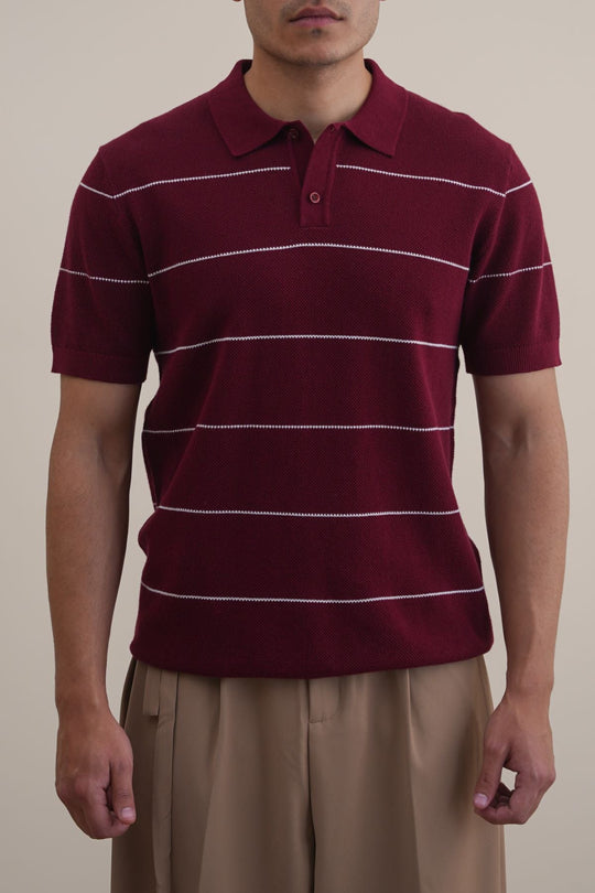 MAROON STRIPED POLO