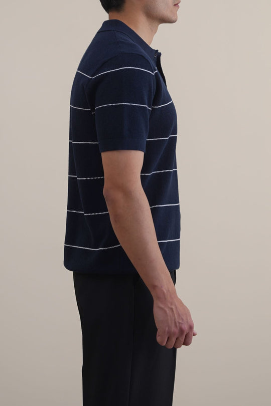 NAVY STRIPED POLO