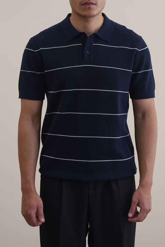 NAVY STRIPED POLO