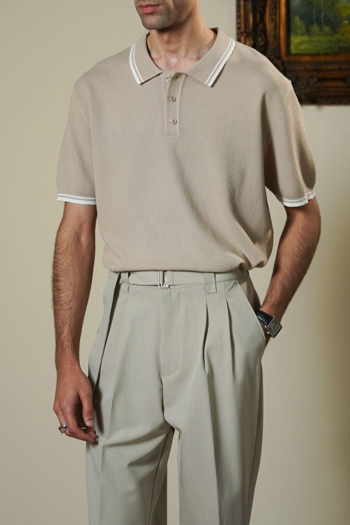 BEIGE CONTRAST TIPPING POLO