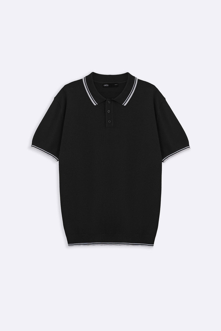 BLACK CONTRAST TIPPING POLO
