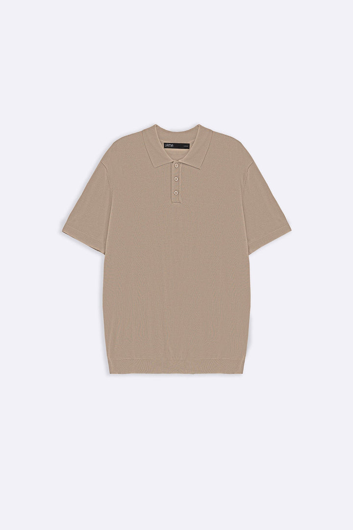 BEIGE CASUAL STRIPED TEE