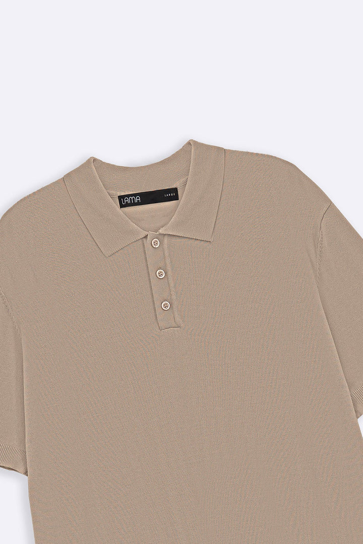 BEIGE CASUAL STRIPED TEE