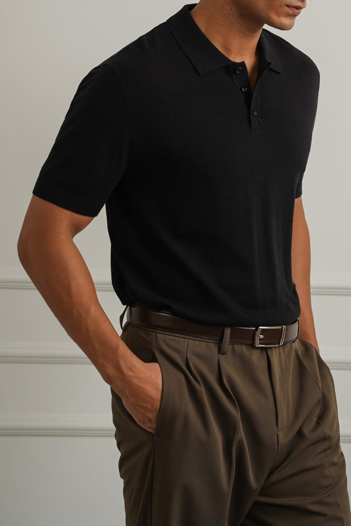 BLACK CASUAL STRIPED TEE