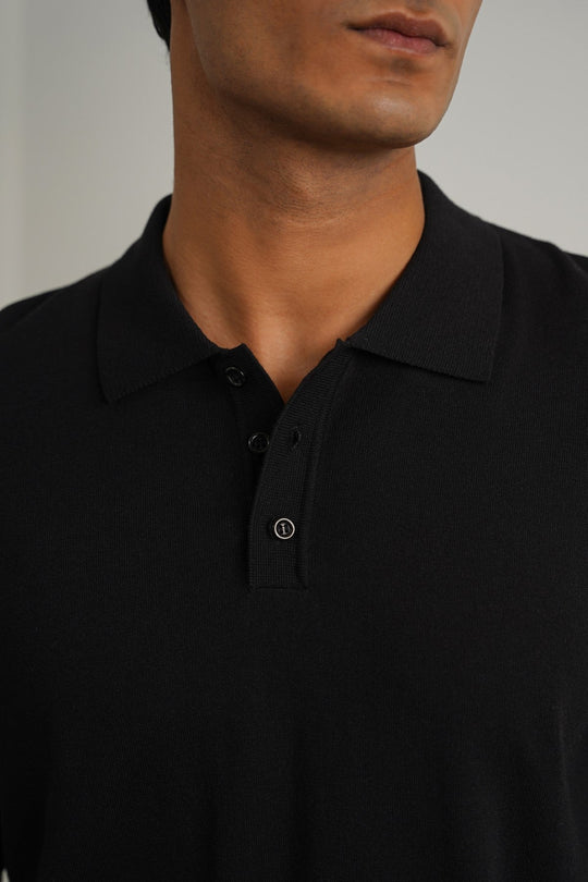 BLACK CASUAL STRIPED TEE