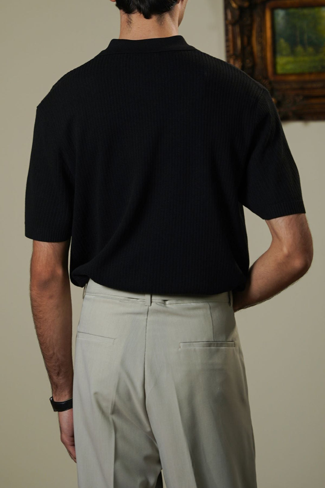 BLACK SOFT WEAVE POLO