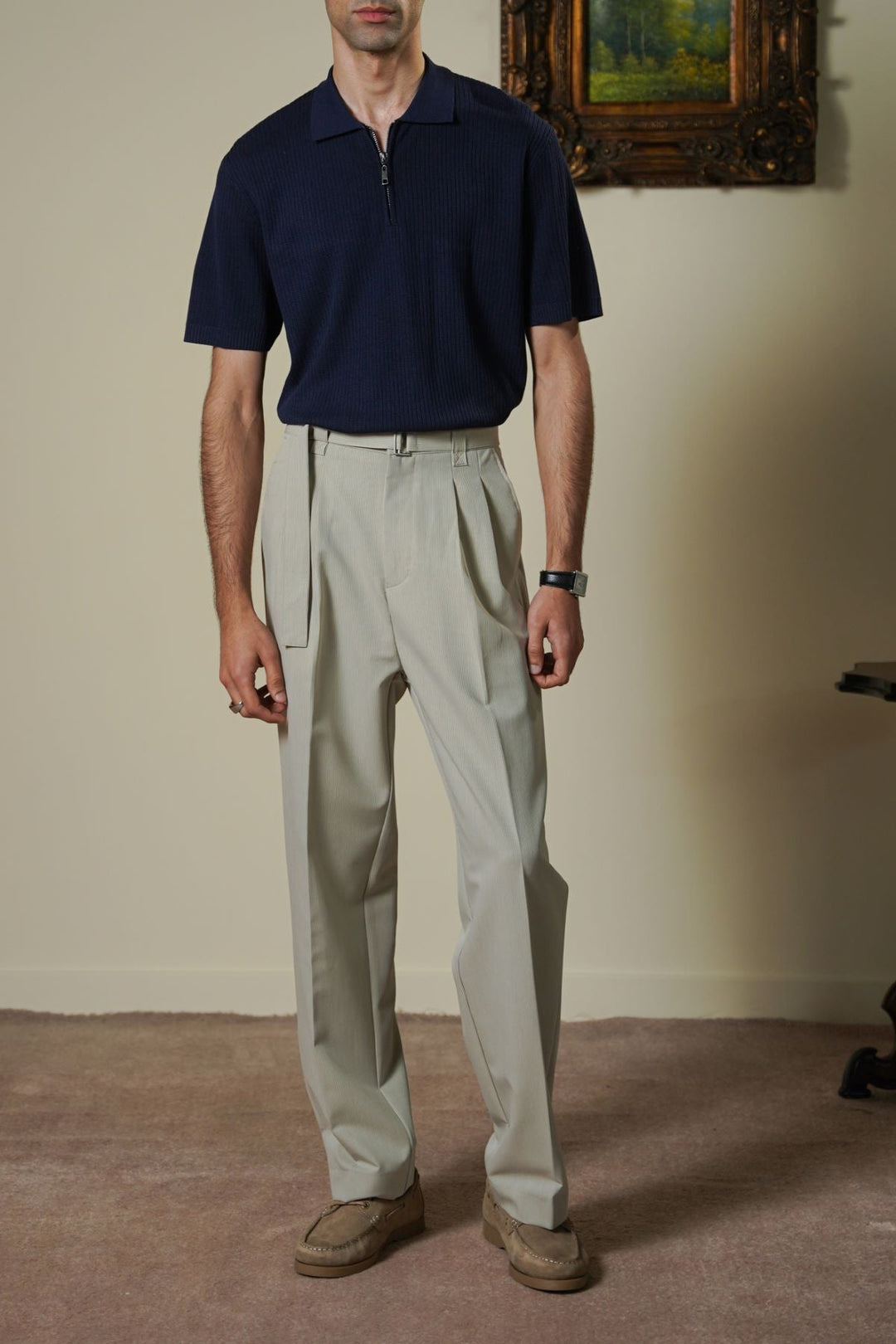 NAVY SOFT WEAVE POLO