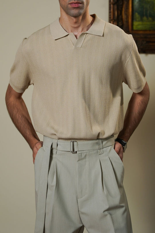 BEIGE LUXE KNIT POLO