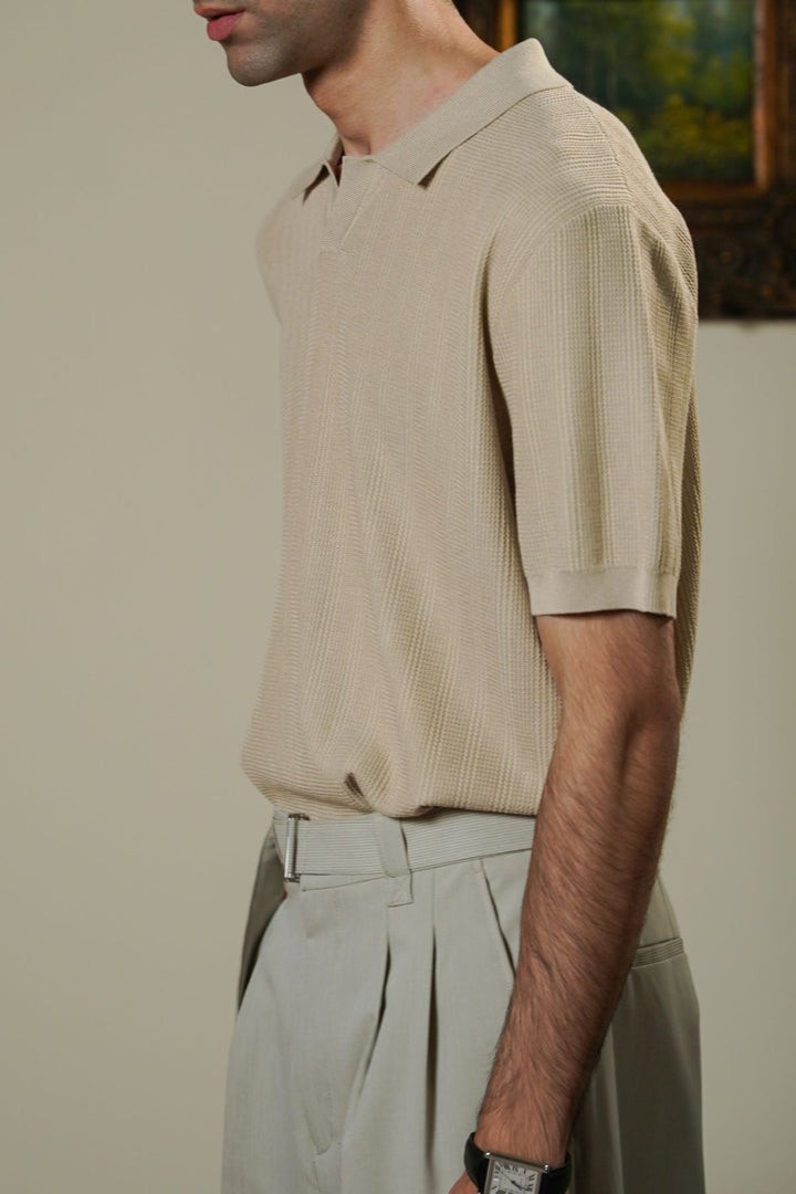 BEIGE LUXE KNIT POLO