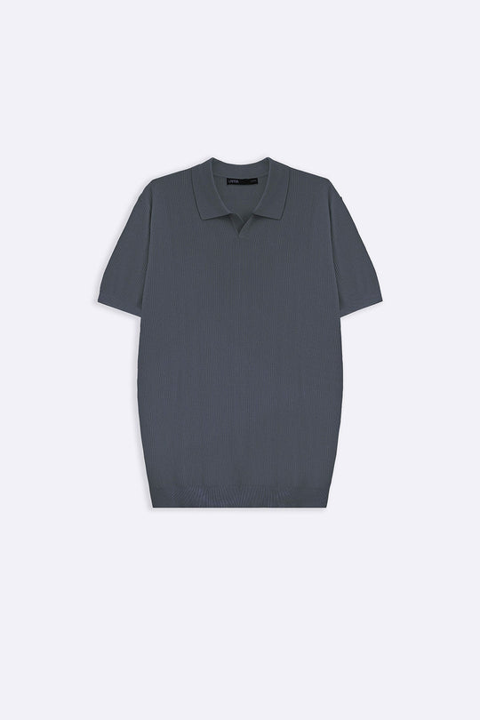CHARCOAL LUXE KNIT POLO