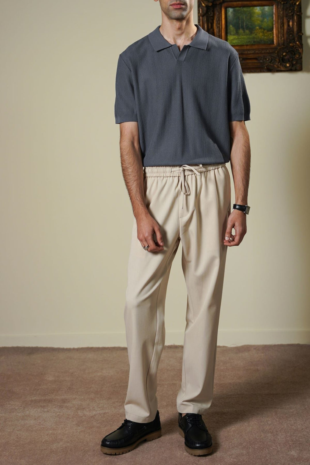 CHARCOAL LUXE KNIT POLO