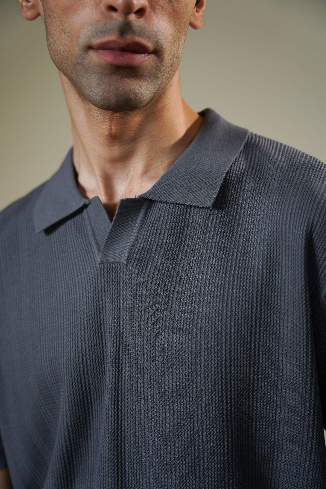 CHARCOAL LUXE KNIT POLO