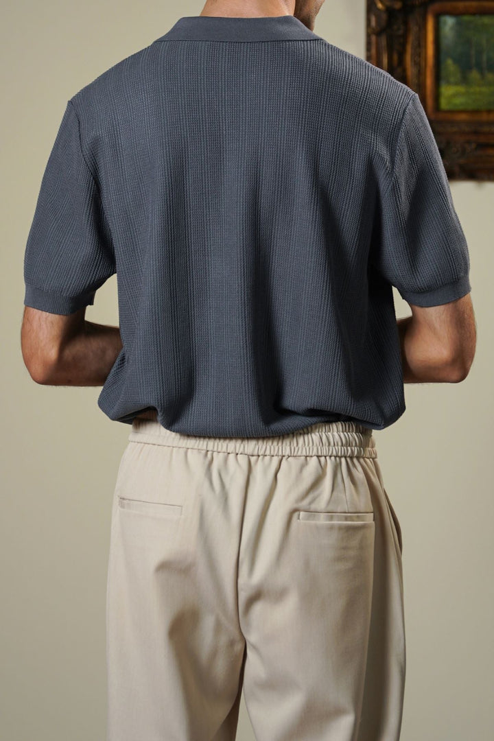 CHARCOAL LUXE KNIT POLO
