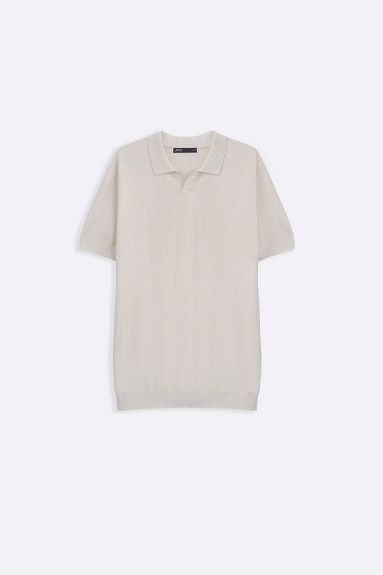 CREAM LUXE KNIT POLO