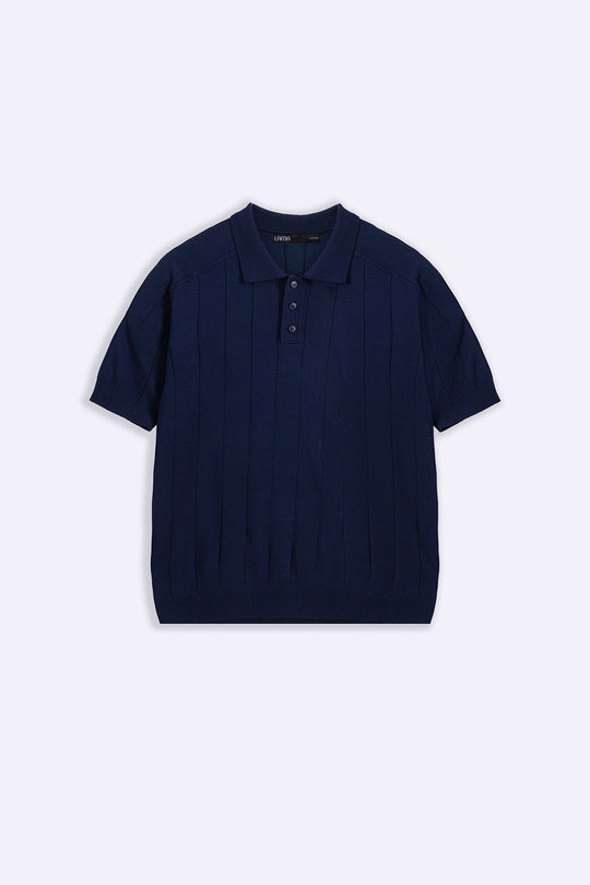 NAVY VERTICAL TEXTURED POLO
