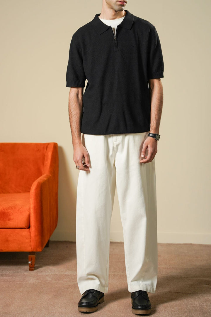 BLACK ZIPPER POLO