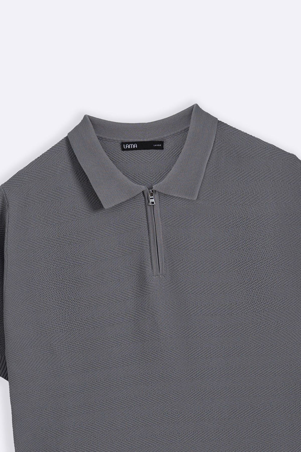 GREY ZIPPER POLO