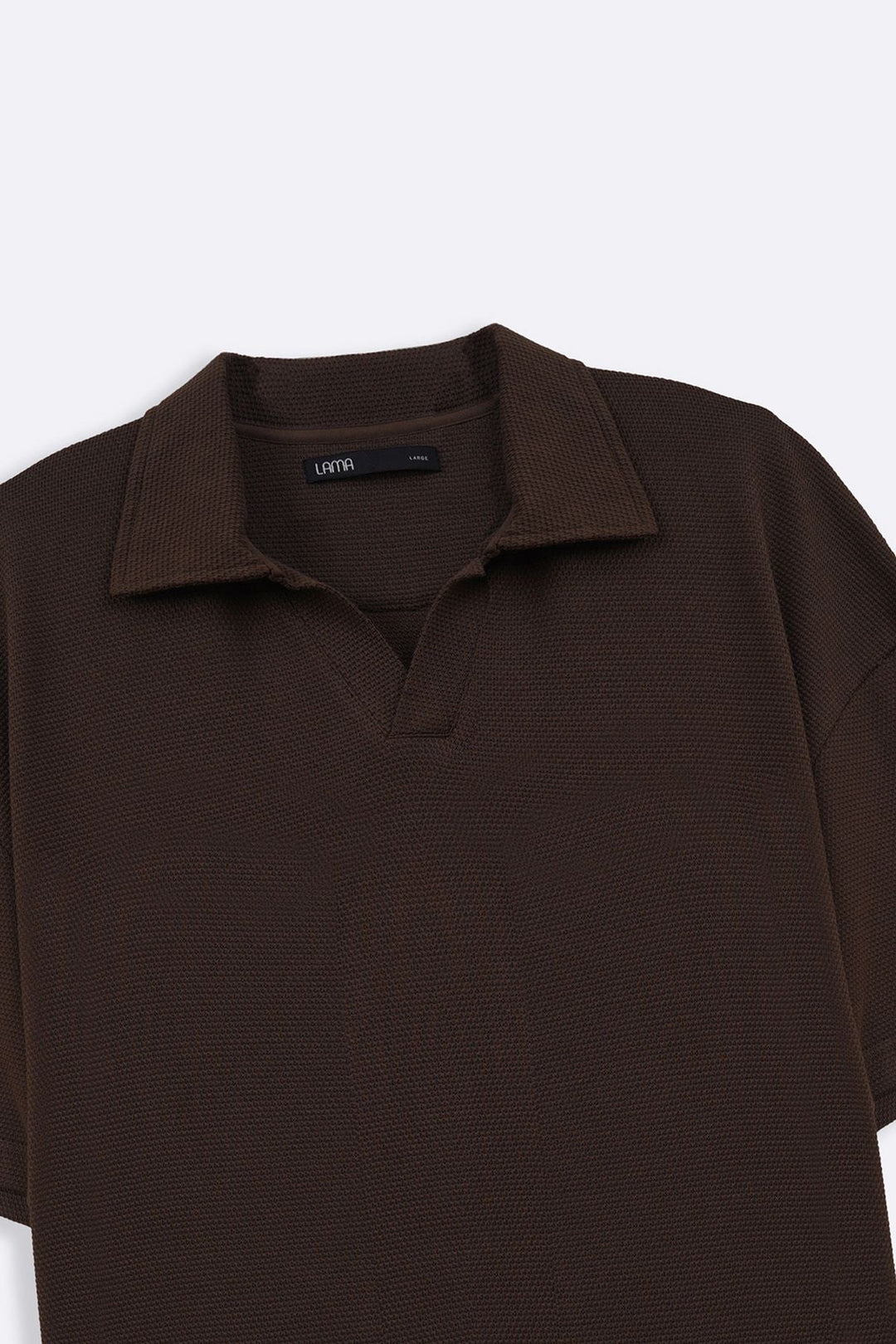 BROWN OPEN COLLAR RESORT POLO