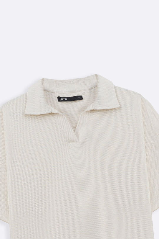 IVORY OPEN COLLAR RESORT POLO