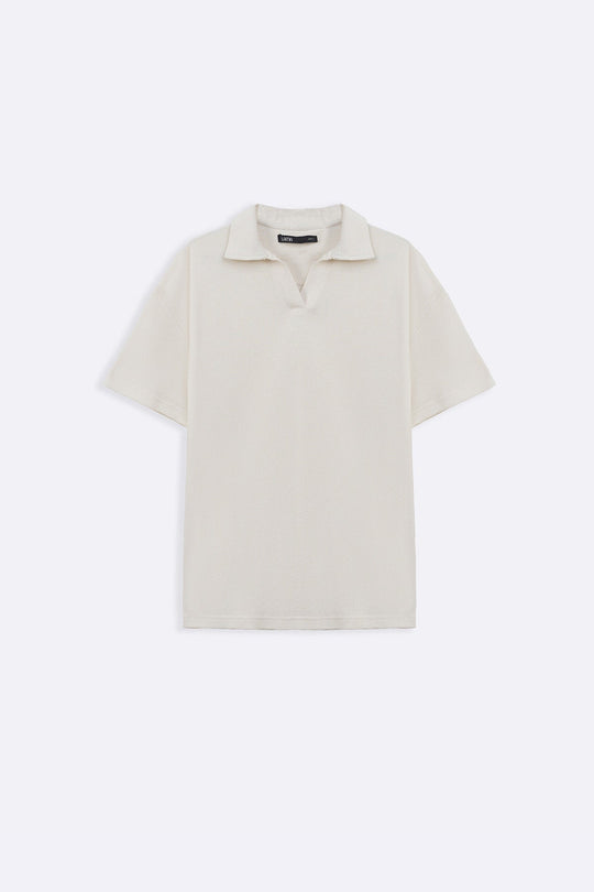 IVORY OPEN COLLAR RESORT POLO
