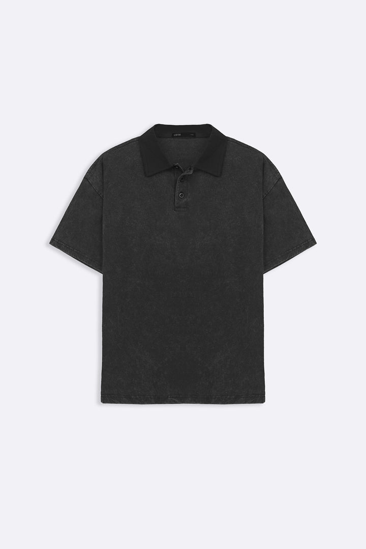 CHARCOAL CONTRAST COLLAR POLO