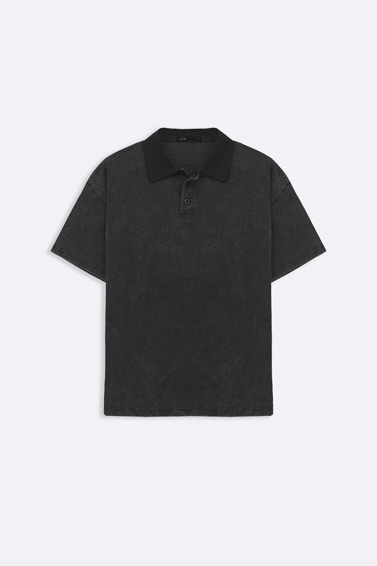 CHARCOAL CONTRAST COLLAR POLO