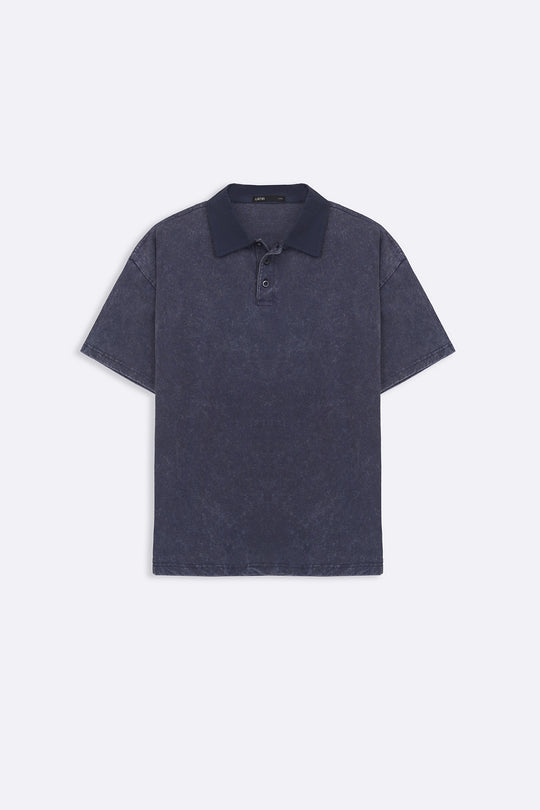 NAVY CONTRAST COLLAR POLO