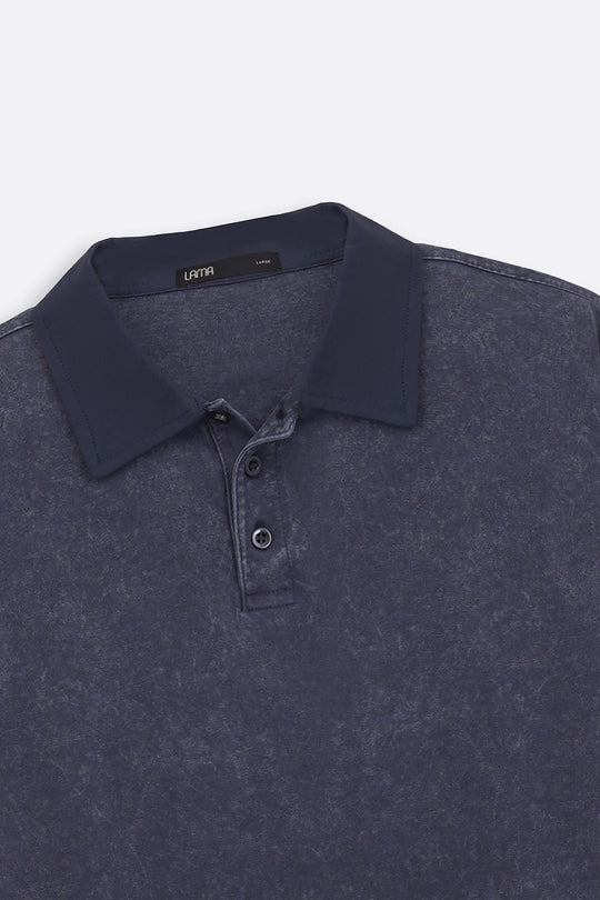 NAVY CONTRAST COLLAR POLO