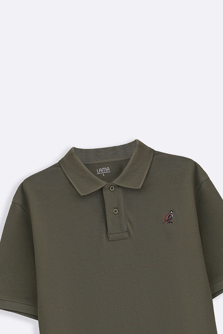 OLIVE PIQUE POLO SHIRT