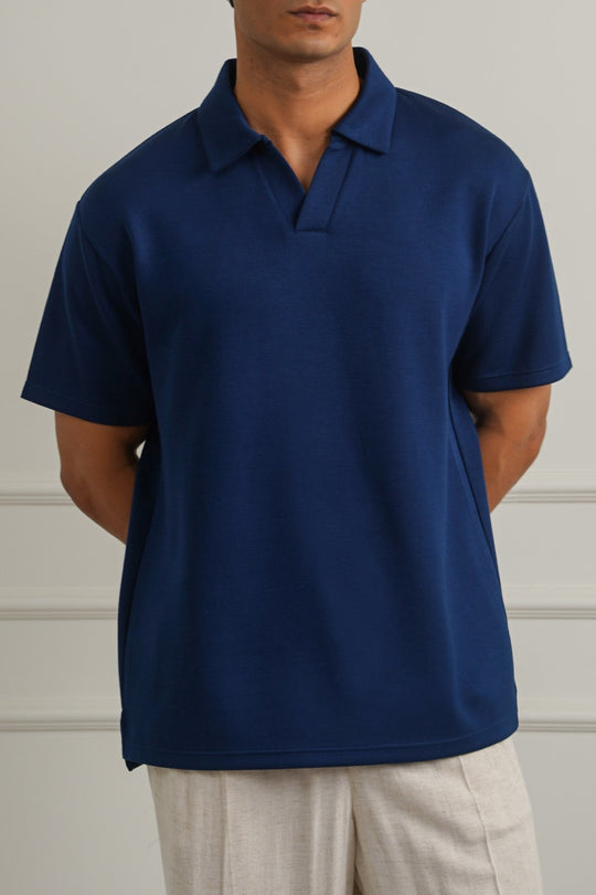 NAVY EASY KNITTED POLO