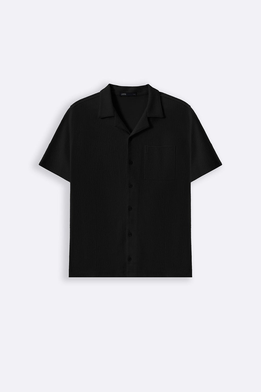BLACK TEXTURED KNITTED SHIRT