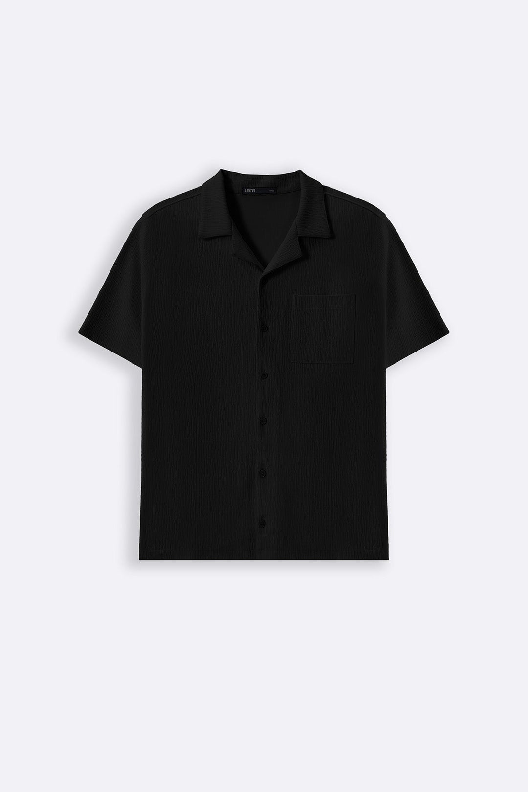 BLACK TEXTURED KNITTED SHIRT