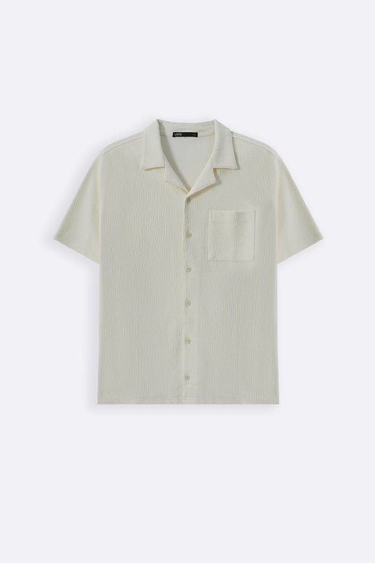 CREAM TEXTURED KNITTED SHIRT