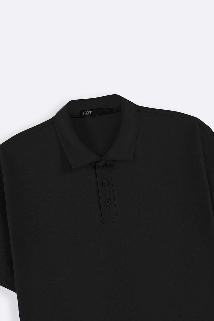 BLACK TENCEL COTTON POLO